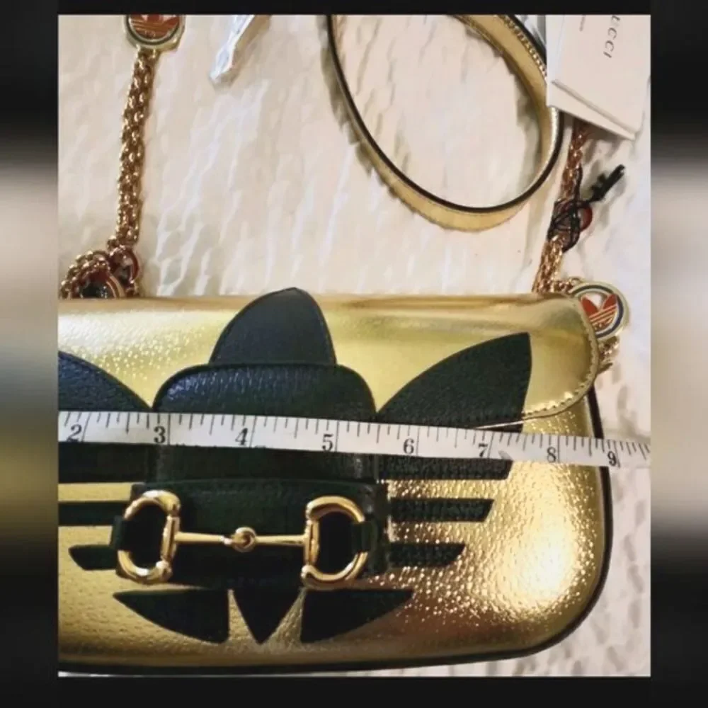 BNIB Ltd.Ed. GUCCI x ADIDAS Gold Metallic Leather Handbag #722009520981 $4250